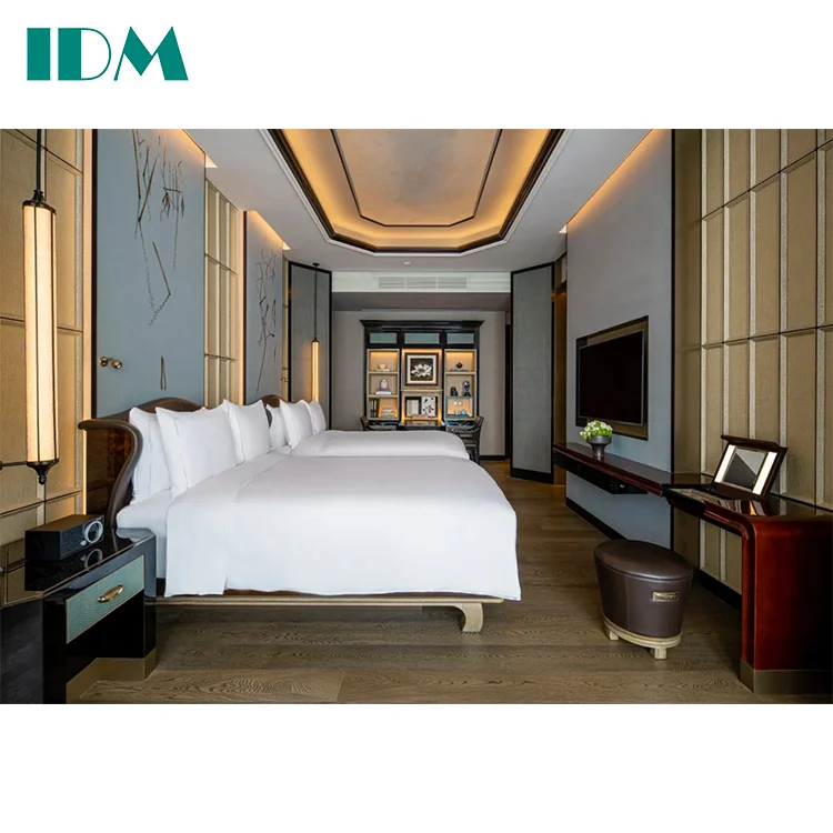 IDM-A55 Hotel Furniture Manufacturer Customized Modern Bed Set Hotel Bedroom Furniture Set Wooden Furniture