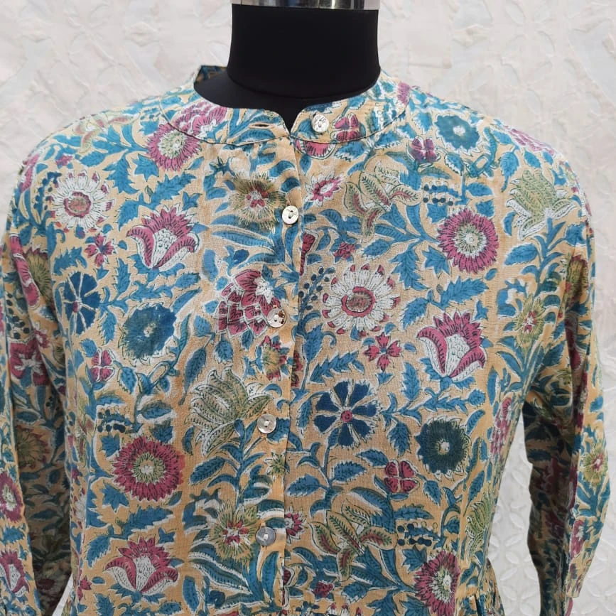 Красивое богемное платье из органического хлопка с ручным принтом повседневный Стандартный Сарафан Макси красочным для женщин