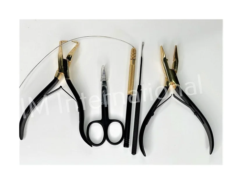 Professional Hair Extension Two Tone Gold and Black Pliers Tools Mini Salon kit