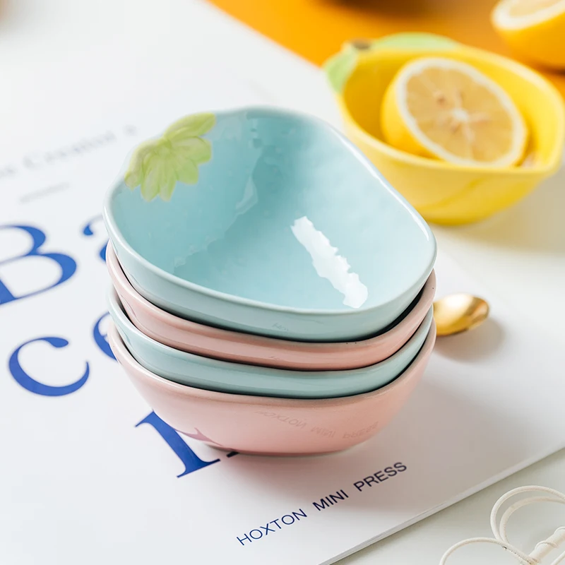Jade-cer Amazon Hot-selling Ceramic Color Glaze Fruit Shape Sauce Dishes & Plates Small Bowls