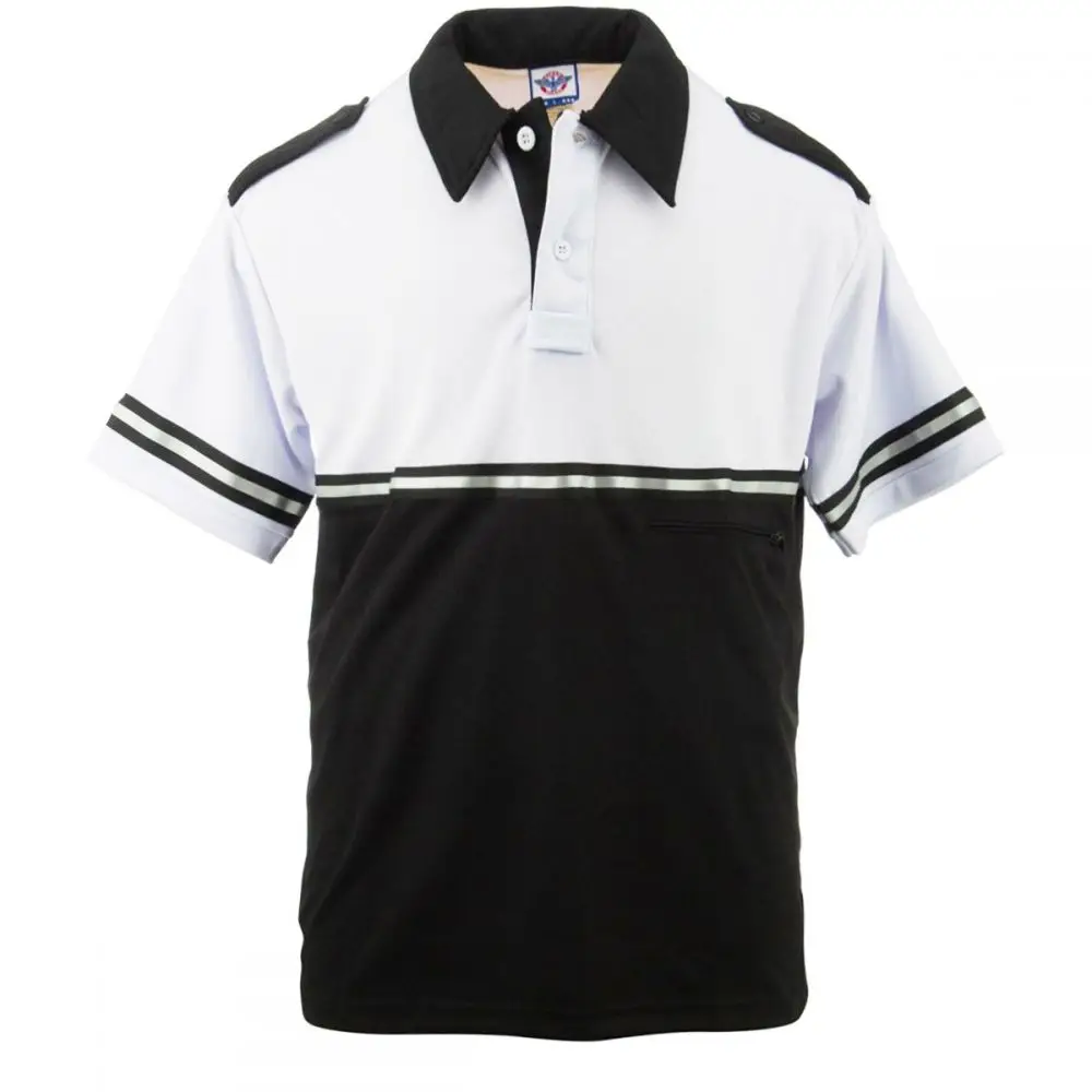 
Two Tone Security Bike Patrol Shirt with Reflective Stripes and Zipper Pocket 