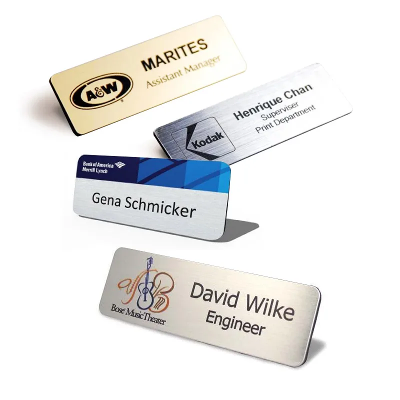 custom restaurant waiter stuff metal pin magnetic name tag badge