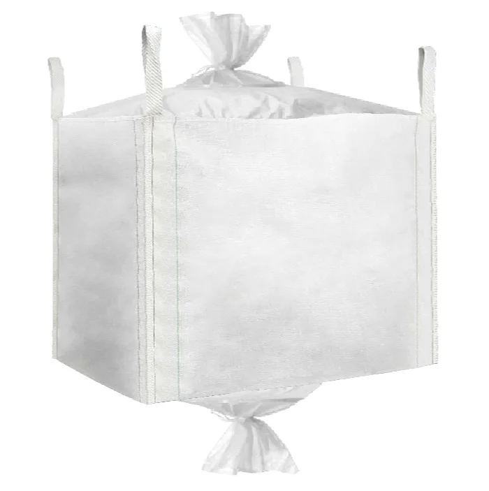 White FIBC Bulk Jumbo Bag With Top Filling Spout And Discharge Spout