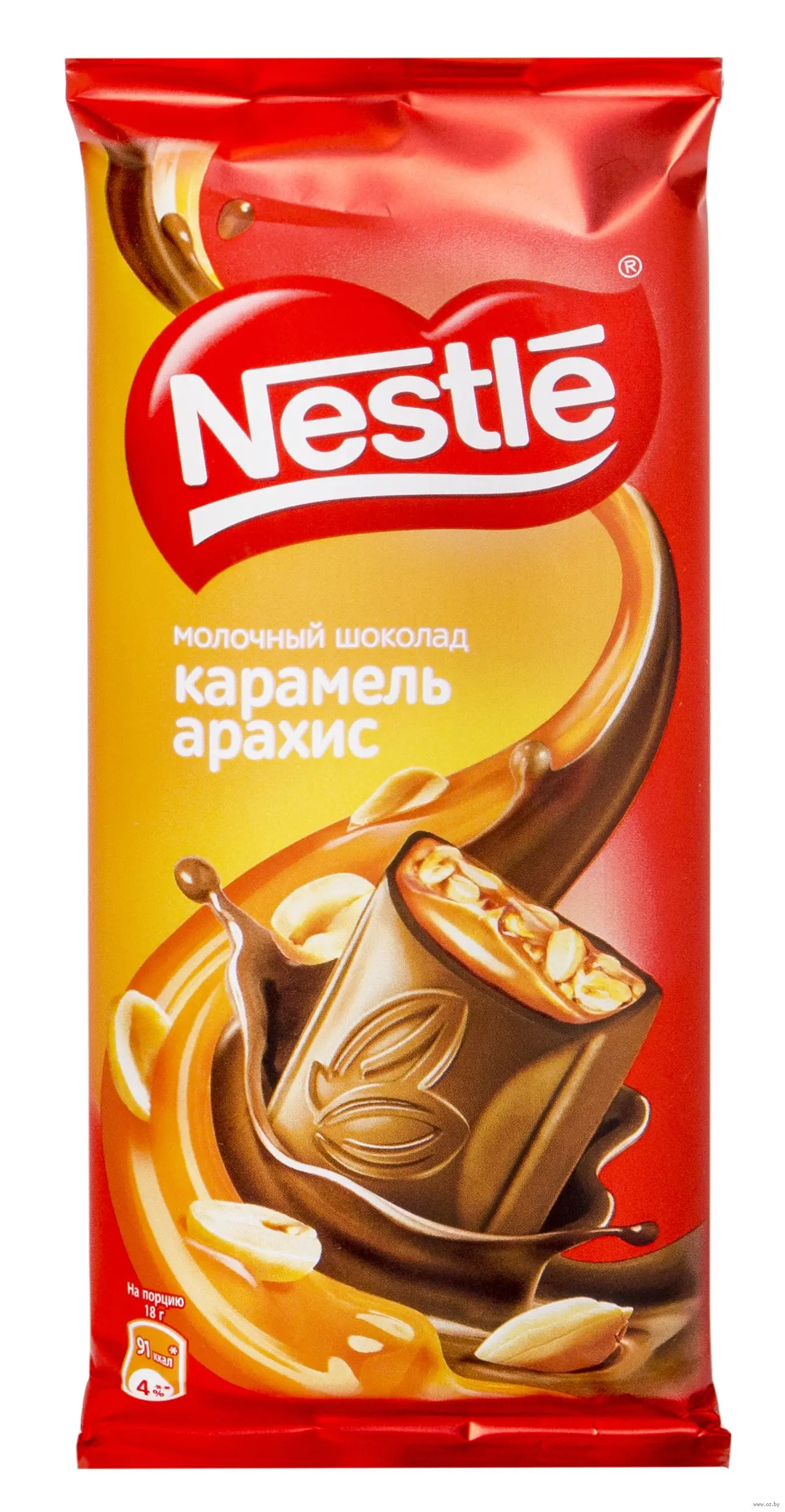 Русский шоколад с карамелью и арахисом 90 г