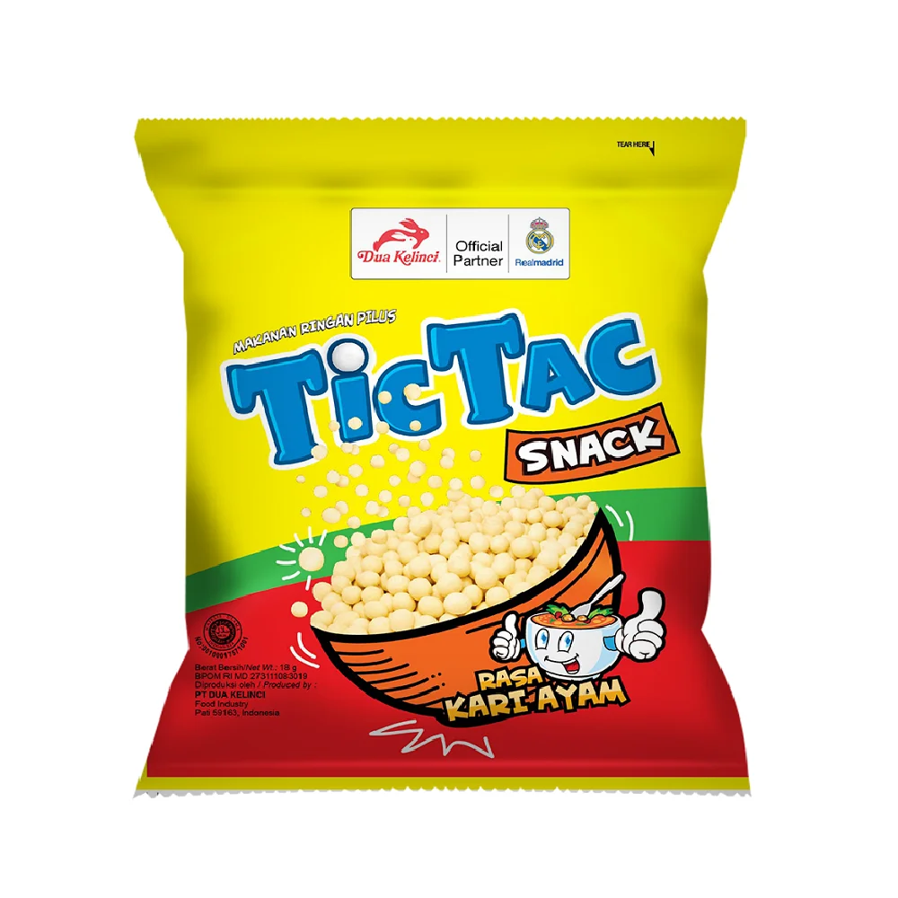 DUA KELINCI - TIC TAC - CASAVA SNACK CHICKEN CURRY FLAVOR SNACK INDONESIA 18 GR