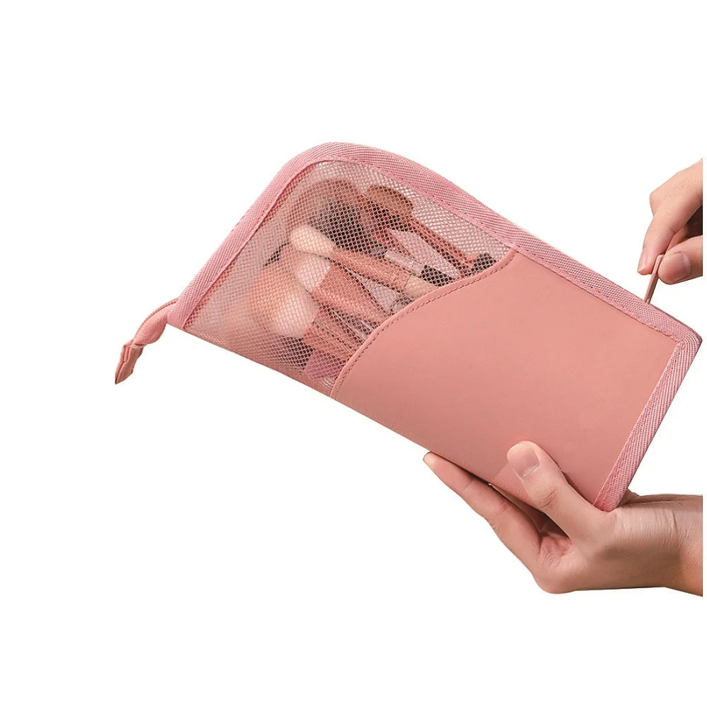 Compact and convenient and retractable polyester cosmetic bag Plastic makeup brush bag