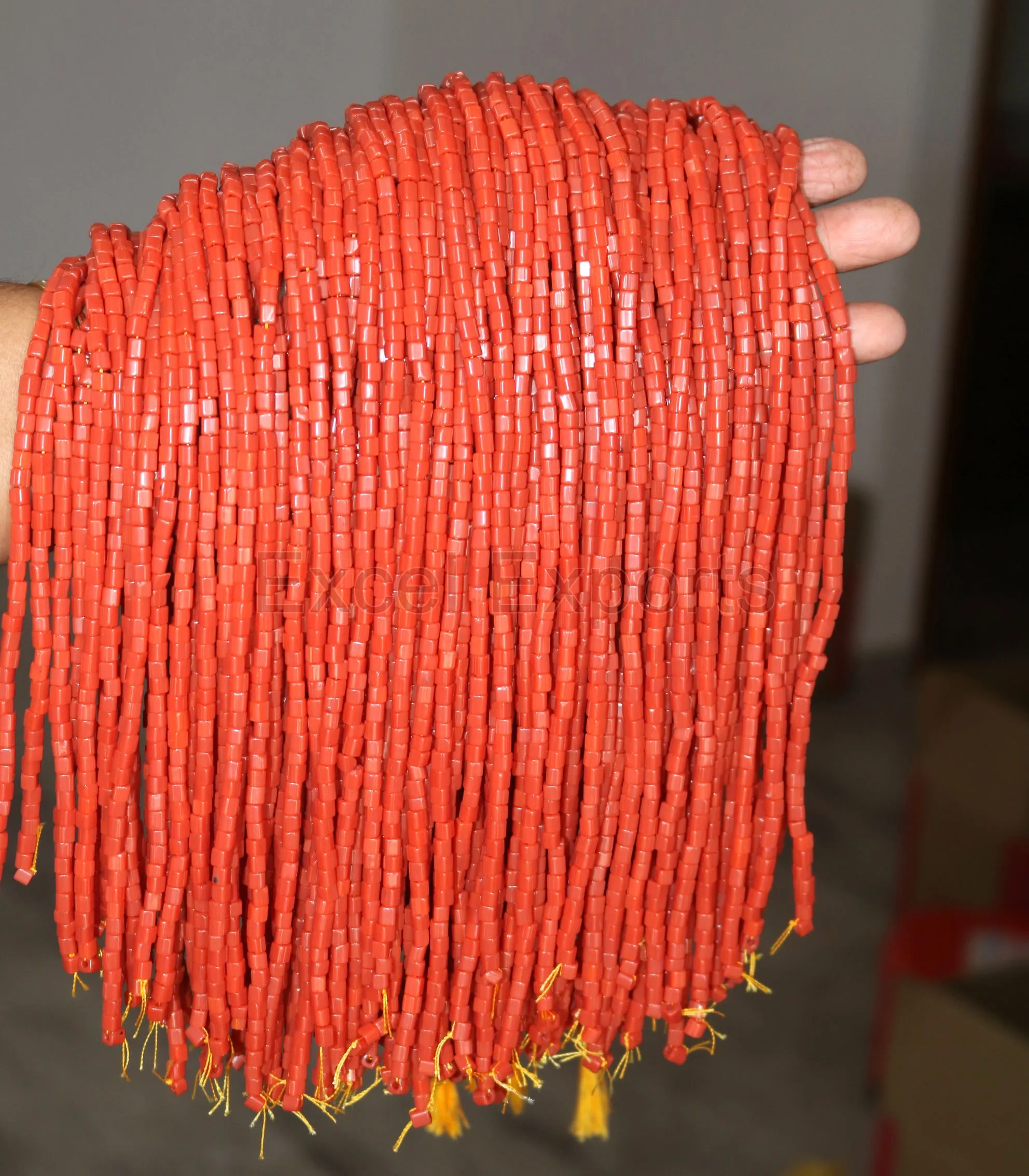 2024 Top selling glass beads 2mm 3mm 4mm square tube cube Orange coral colors for jewelry making loose beads on strand.