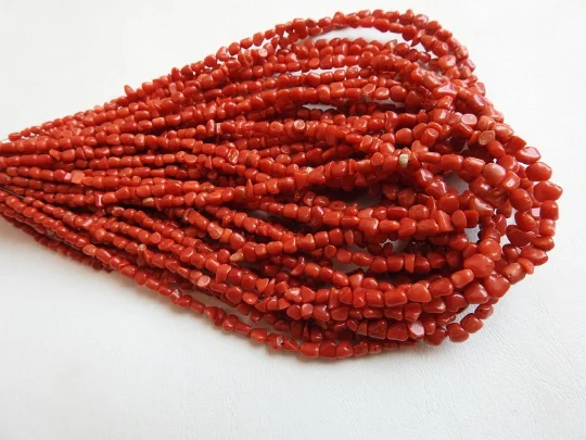 Natural Red Coral Smooth Tumble,Nuggets,Irregular Shape Bead,Loose Gemstone,Handmade,For Making Jewelry,14Inch 6-5MM Long Approx