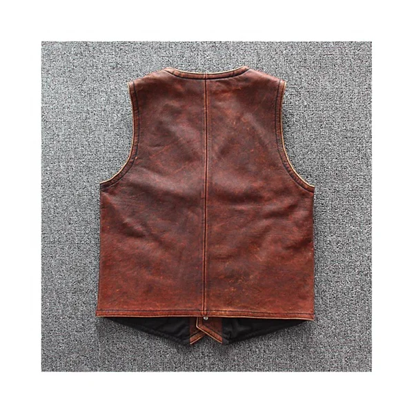 Custom Mens Motorbike Real Leather Full Grain Cut Off Waistcoat Vest Biker Gilet Vest