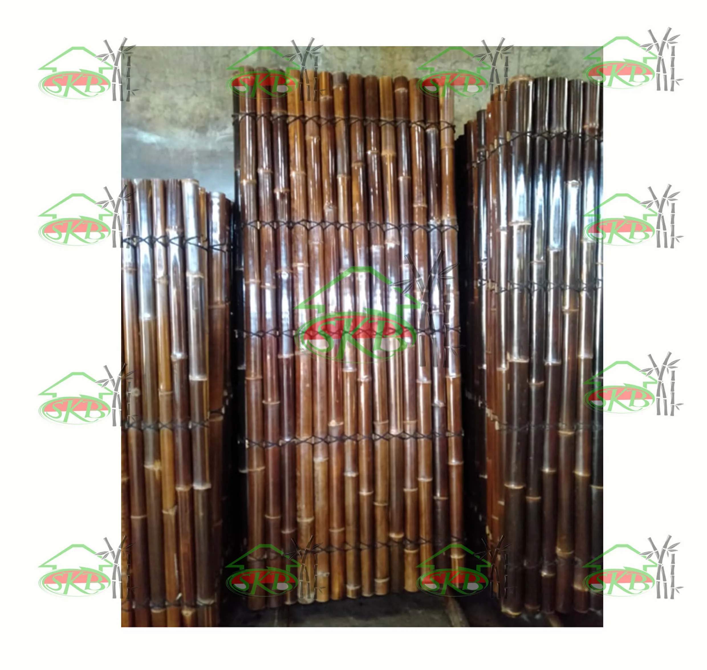 100% ориентированный на экспорт бамбуковый забор Темный бамбук 240x100 см полупанели садовый натуральный или черный из Индонезии