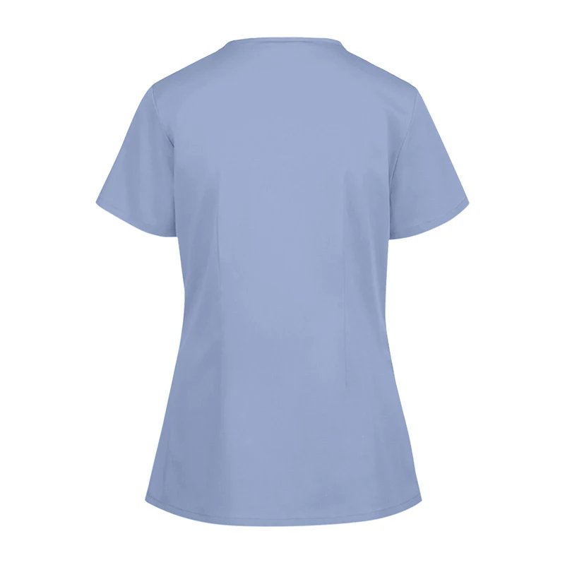 Solid Print Short Sleeve V-neck Carer Top Health Worker Scrubs Top Nursing Uniform For Male Female Dental Medical Uniform
