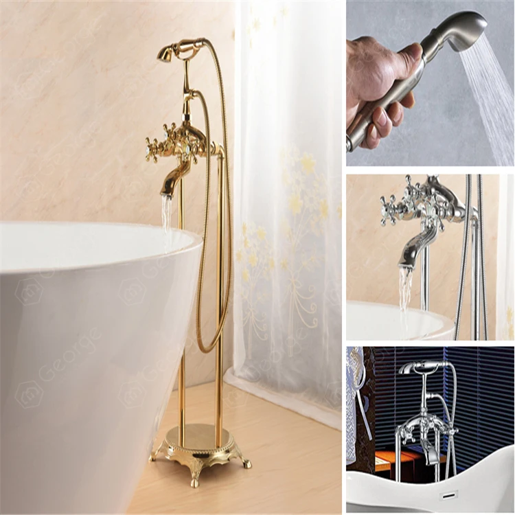 
Exposed Bath Rain Stainless Steel Floor Standing bathtub faucet 