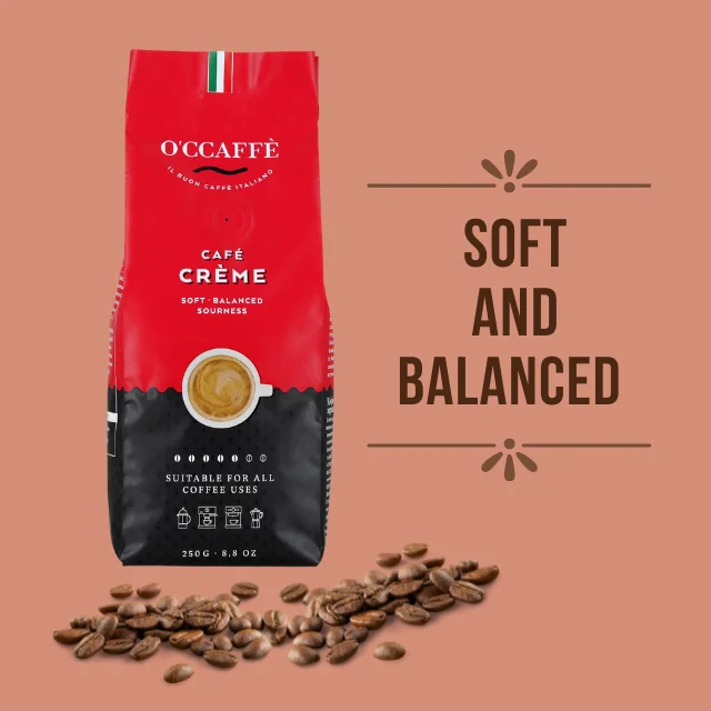 Best Italian Quality Occaffe Strong 50% Arabica 50% Robusta Cafe Creme Coffee Beans For Moka Pot