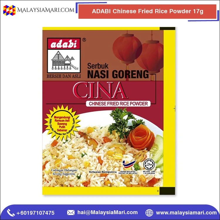 
Genuine Vendor Selling Dried Style Easy to Cook ADABI Chinese Fried Rice Powder 17g from Malaysia 