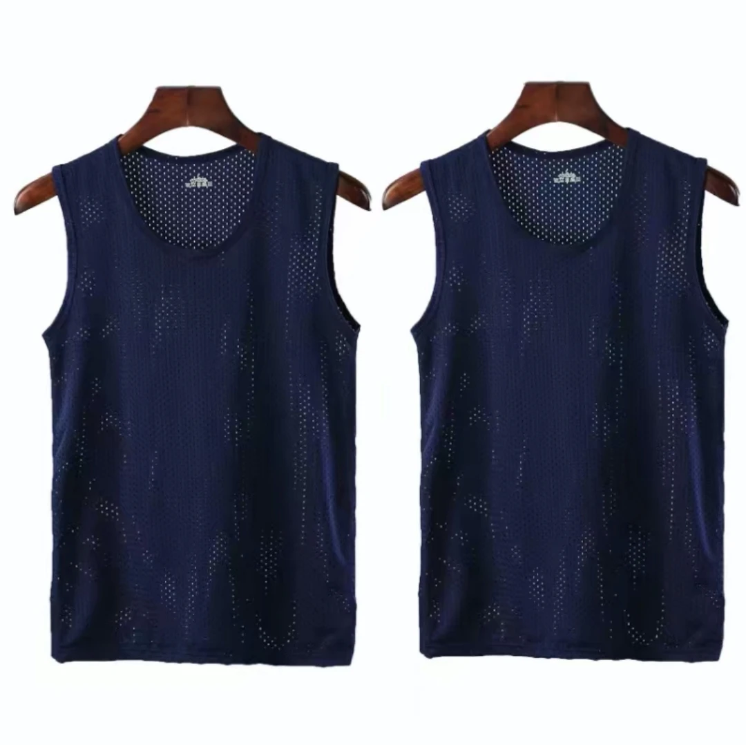 
Men Sweat Vest Workout Sleeveless Mesh Tops Shirts Cozy Fashion Breathable Dark Blue 
