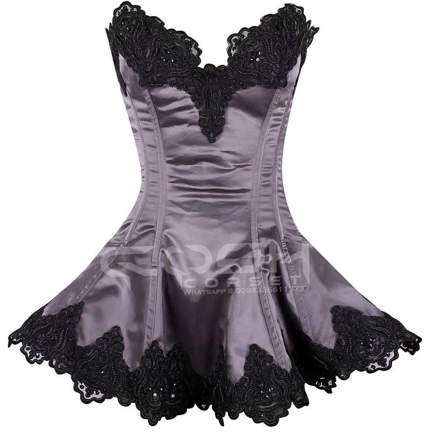 Overbust Steelboned Wholesale Satin Corset Dress Frock New Arrival Sexy Women Bustier Fancy Corset Dress Vendors