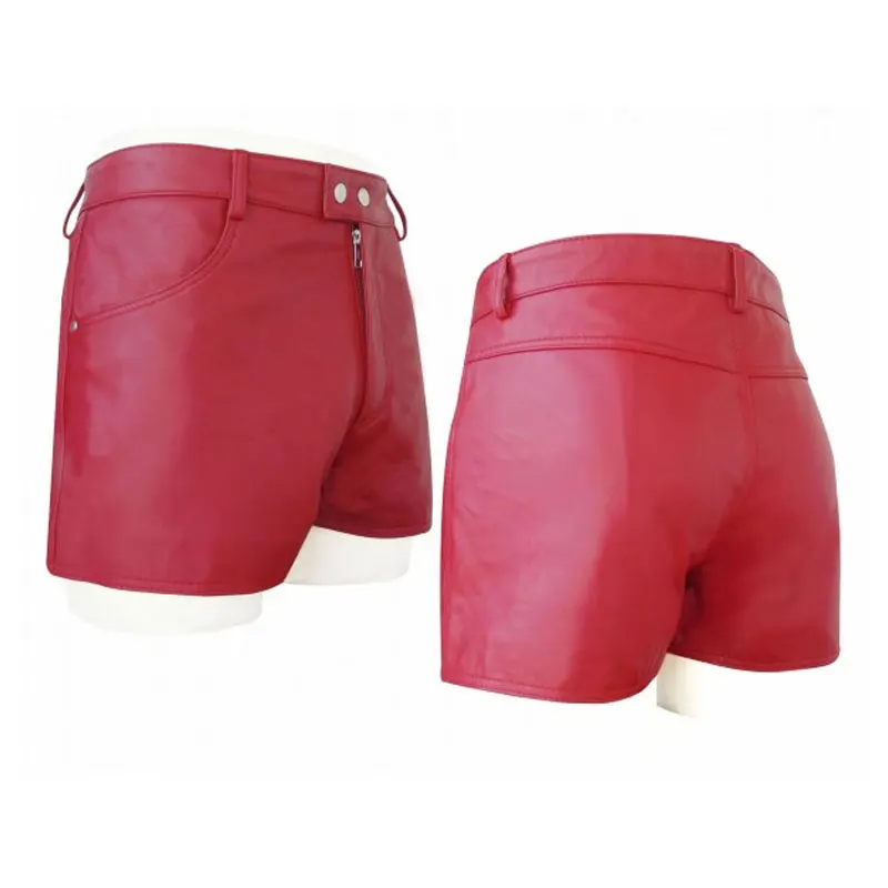 
Мужские крутые мини-шорты на молнии с высокой талией из эластичной искусственной кожи, новейший дизайн, кожаные шорты высокого качества 