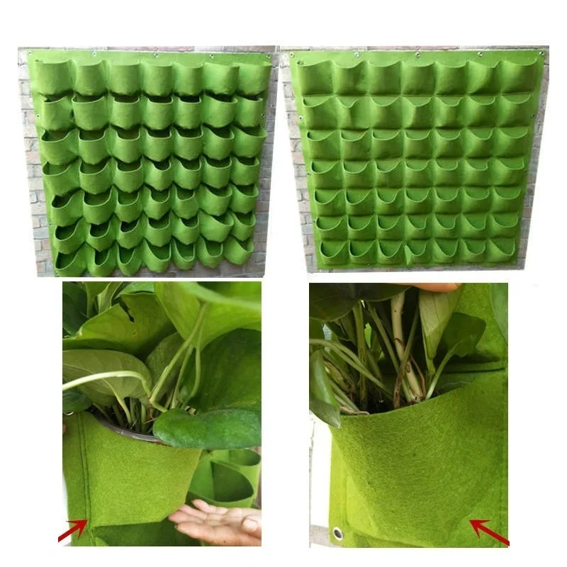 Felt Plant Pot Wall Hanging Grow Bags Planter Non-Woven Thickening Plant Wall Bag With Pockets