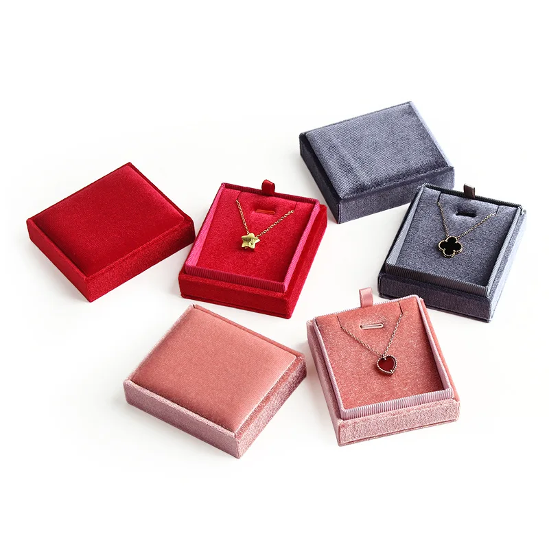 bulk flocking package custom logo storage velvet insert jewelry boxes
