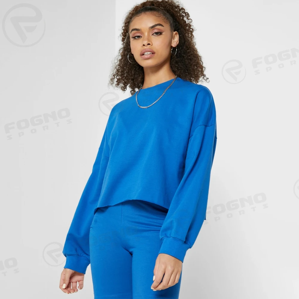 2021 summer casual 2 piece set women clothing solid color outfits long sleeve oversize crop top two piece shorts set