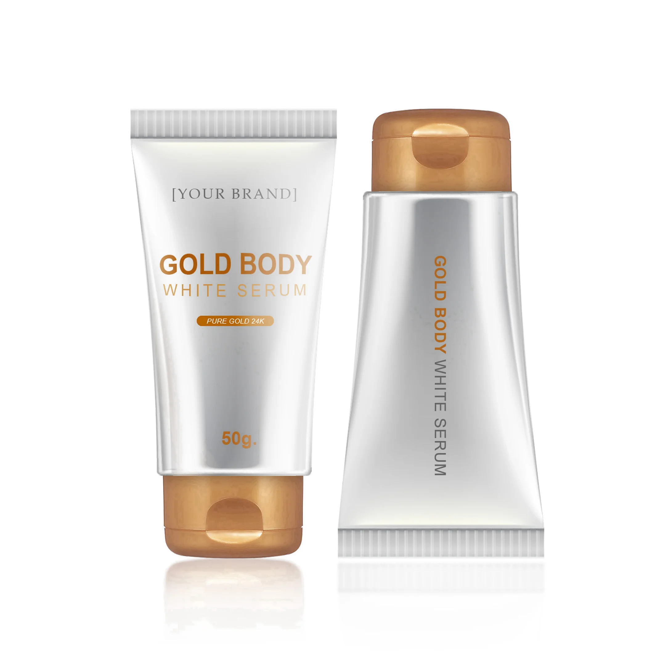 Private Label OEM Cosmetic Wholesale Anti-aging Body Serum Lotion for Moisturizer and soft Skin Pure 24K Gold in Bottle 50g