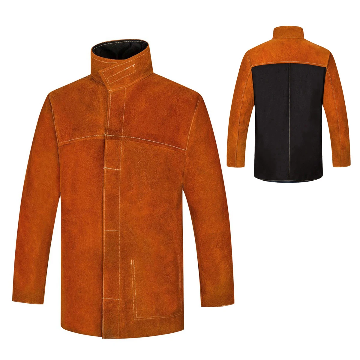Premium Quality Yellow Split Cow Leather Welding Cape Sleeves With Detachable Leather Bib Welding Apron