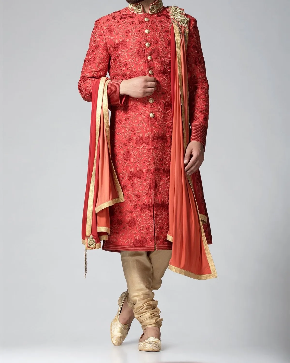 Традиционный и современный стиль чистая ткань ручная работа вышивка мужской шервани Курта Пижамный палантин для свадебных