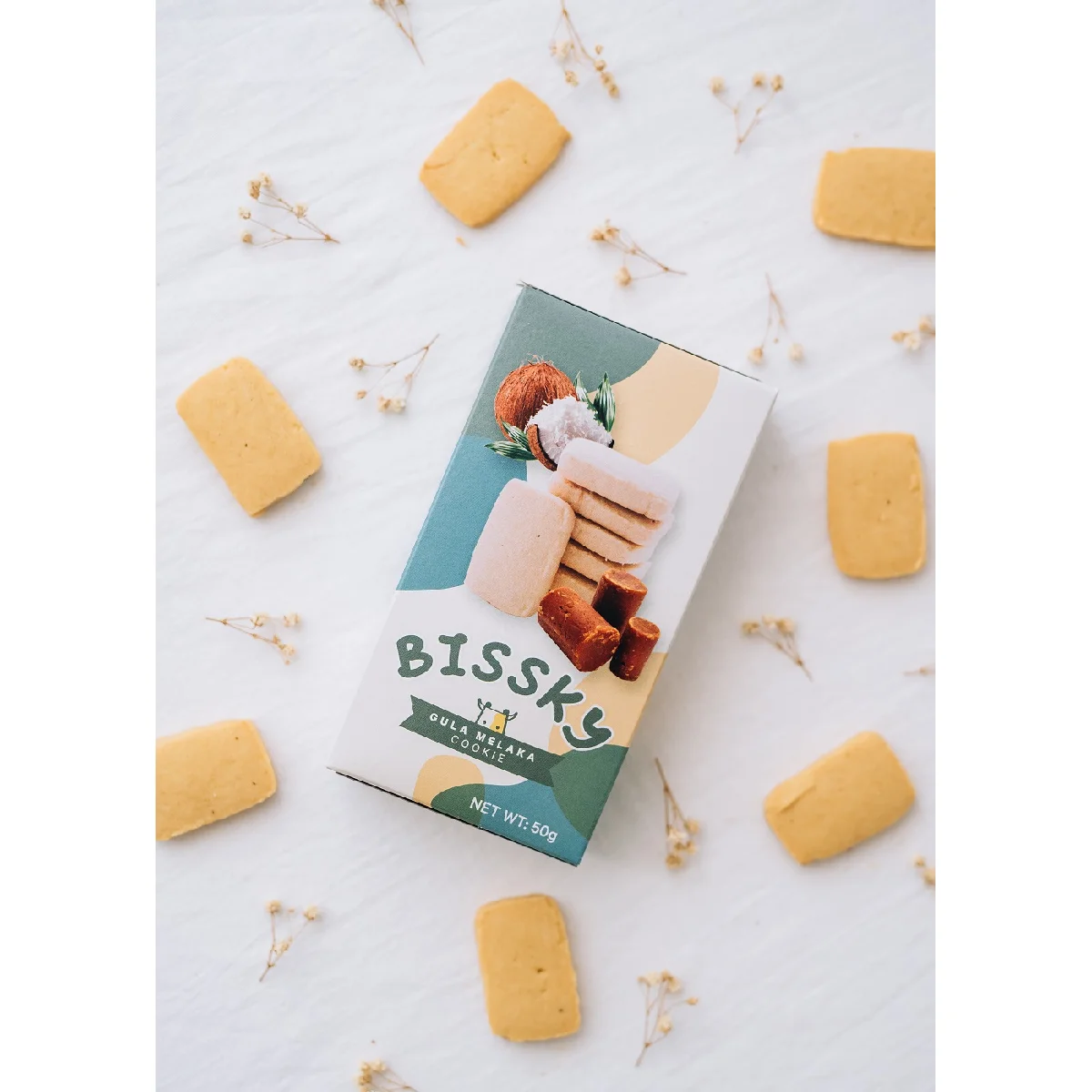 Ordinary Type Gula Melaka Malacca Sugar Flavour  Semi Hard Texture Packaged Box Bissky Gula Melaka Cookies