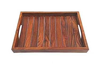 wholesale custom Eco-friendly top quality  Handcrafted natural wooden  serving tray for home restaurants hotel from India.