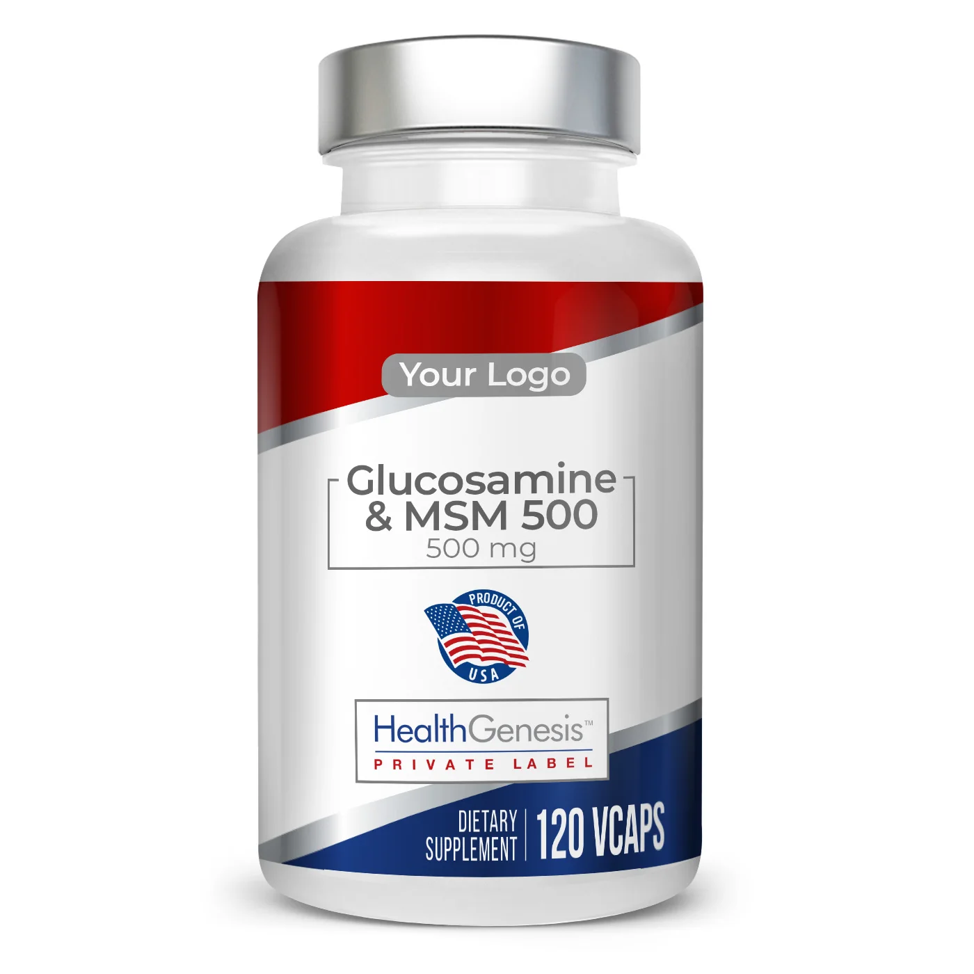  Фирменная марка Glucosamine & MSM 500/500 мг 120 Капсулы Veg поддерживают здоровую структуру