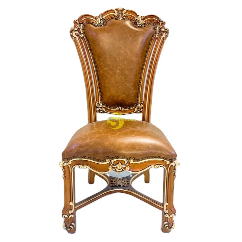 Silik Apollonia стул с обивкой из высококачественной итальянской воловьей кожи с позолоченными подлокотниками
