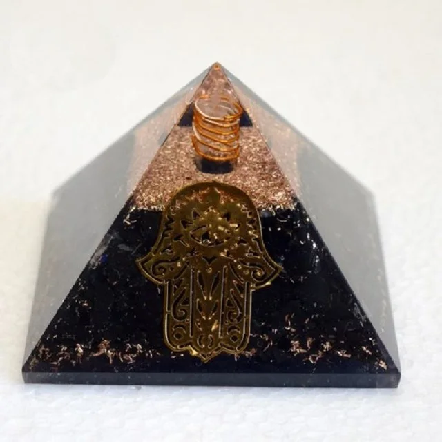 Природные духовные Исцеляющие кристаллы оргонит с черной турмалиновой чакрай Хамса рука амулетный символ Пирамида оргонита