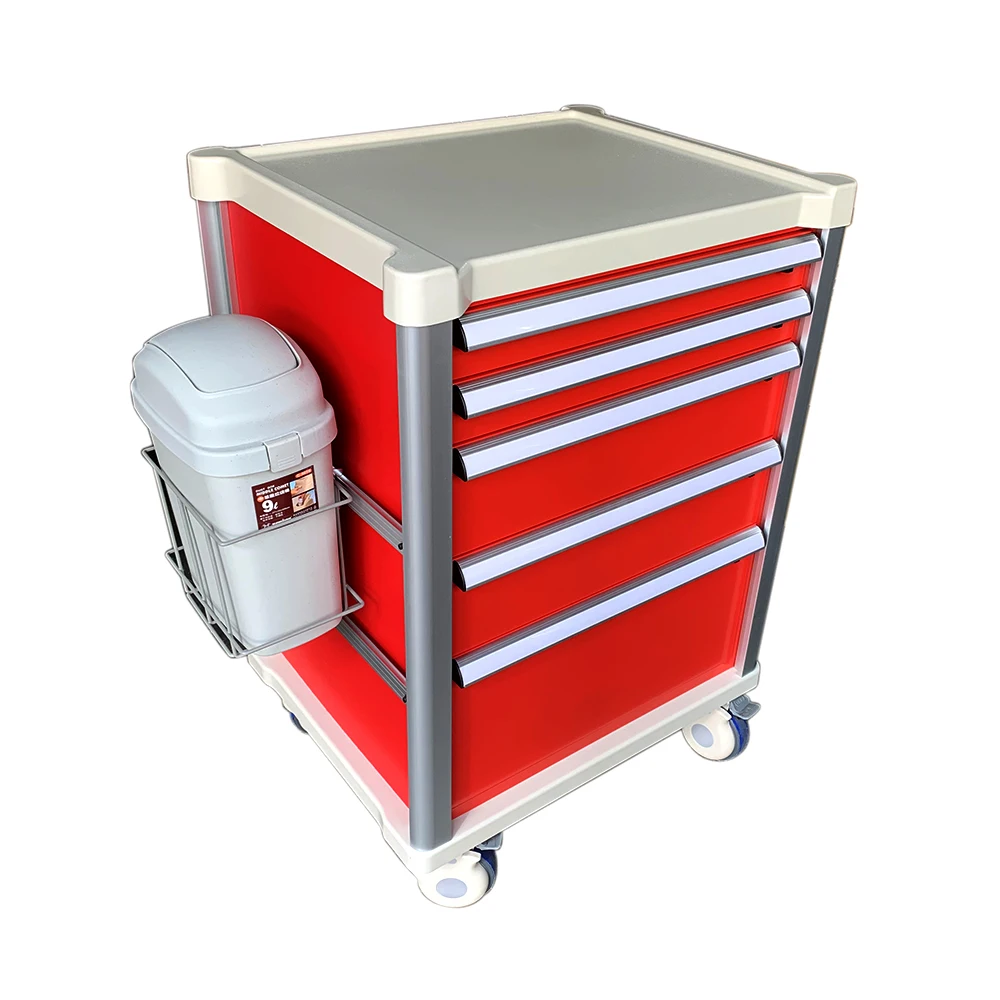 Medical Abs Mobile Emergency Trolley Medicine Trolley Crash Cart Plastic For Hospital LCYH161