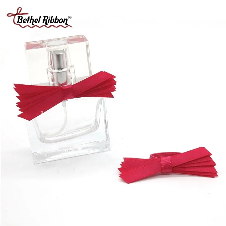 Satin 10mm bottle gift pack ribbon bow tie with elastic loop for perfume bottle