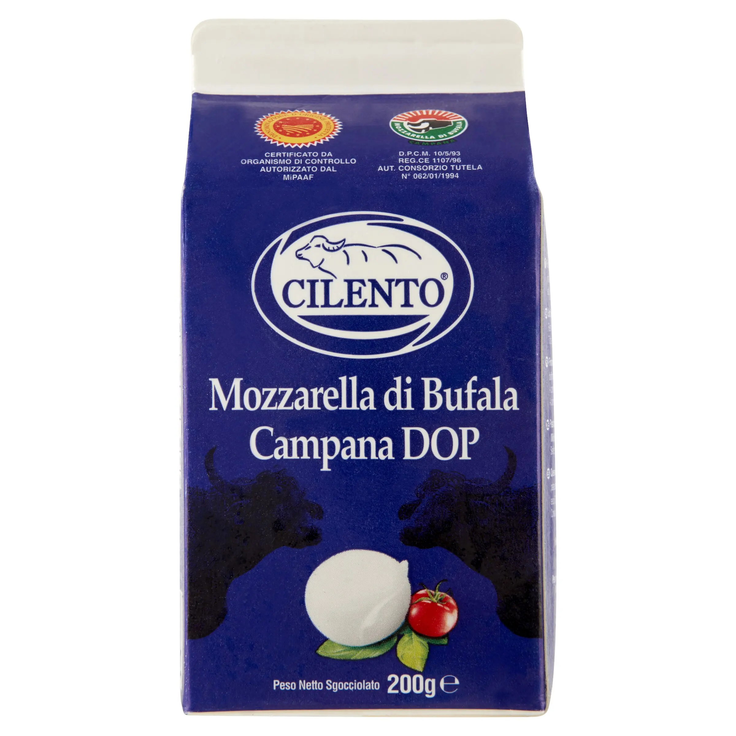 High quality Italian fresh cheese Mozzarella di Bufala Campana PDO brick 200g