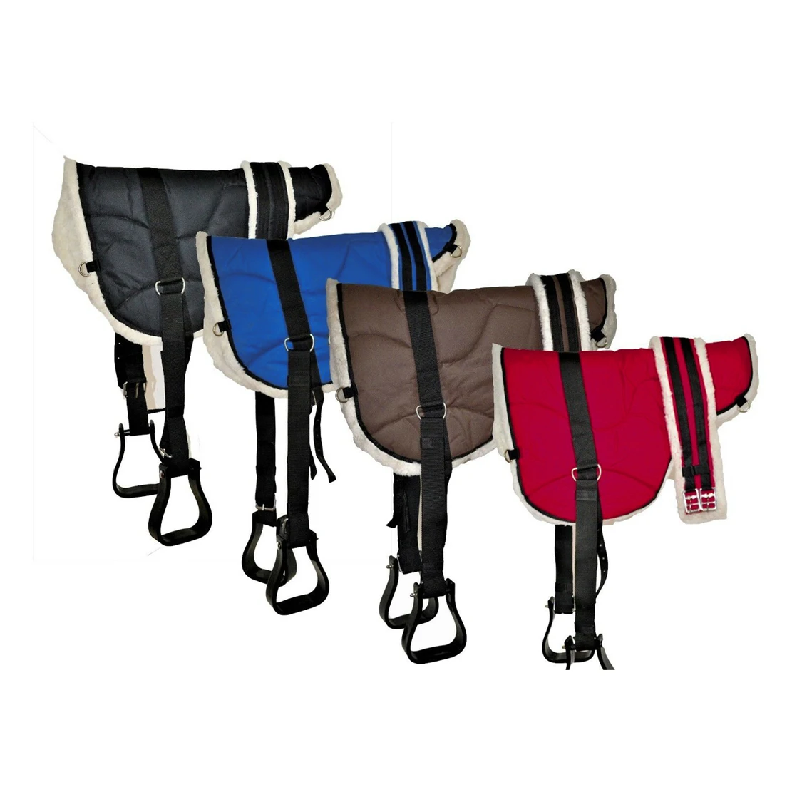 
BAREBACK PAD WITH STIRRUPS AND GIRTH TREELESS RIDING SADDLE PAD IN MULTIPLE COLOURS 