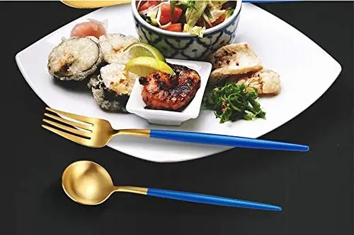 Blue  Color brass spoons Cutlery set design With Box Royal Antique Design for dining Table Home and Restaurant