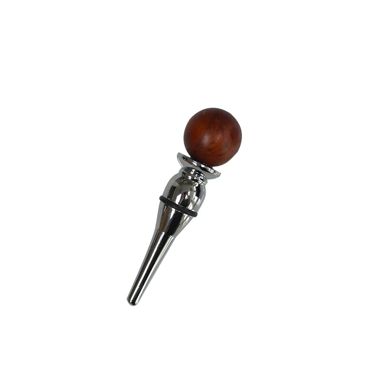Amazon product 3pcs Wooden Top Wine Bottle Stopper Wine Kits Set with Acrylic rack