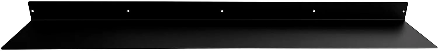 Heavy Duty Powder Coated Matte Black Metal Wall Mounted Modern Linear Floating Shelf