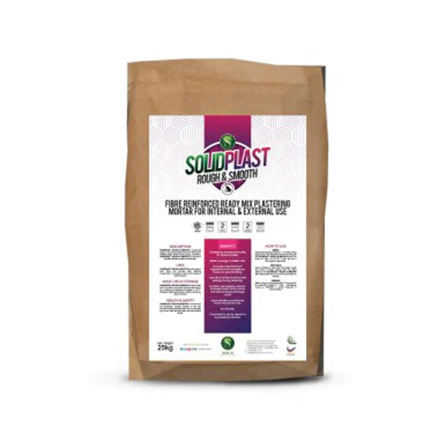
SOLIDPlast Rough & Smooth Fiber Reinforced Ready Mix Plastering Mortar for Internal & External Use 