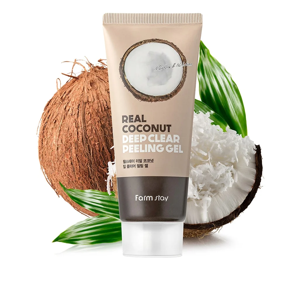 FARMSTAY REAL COCONUT DEEP CLEAR PEELING GEL  - made in Korea Cosmetic - exfoliation Pore Scrub blackhead Keratin Deep Cleansing