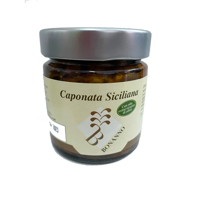 Made in Italy best quality SICILIAN CAPONATA GR 190 Glass jar  ready to ship wholesale premium for sale