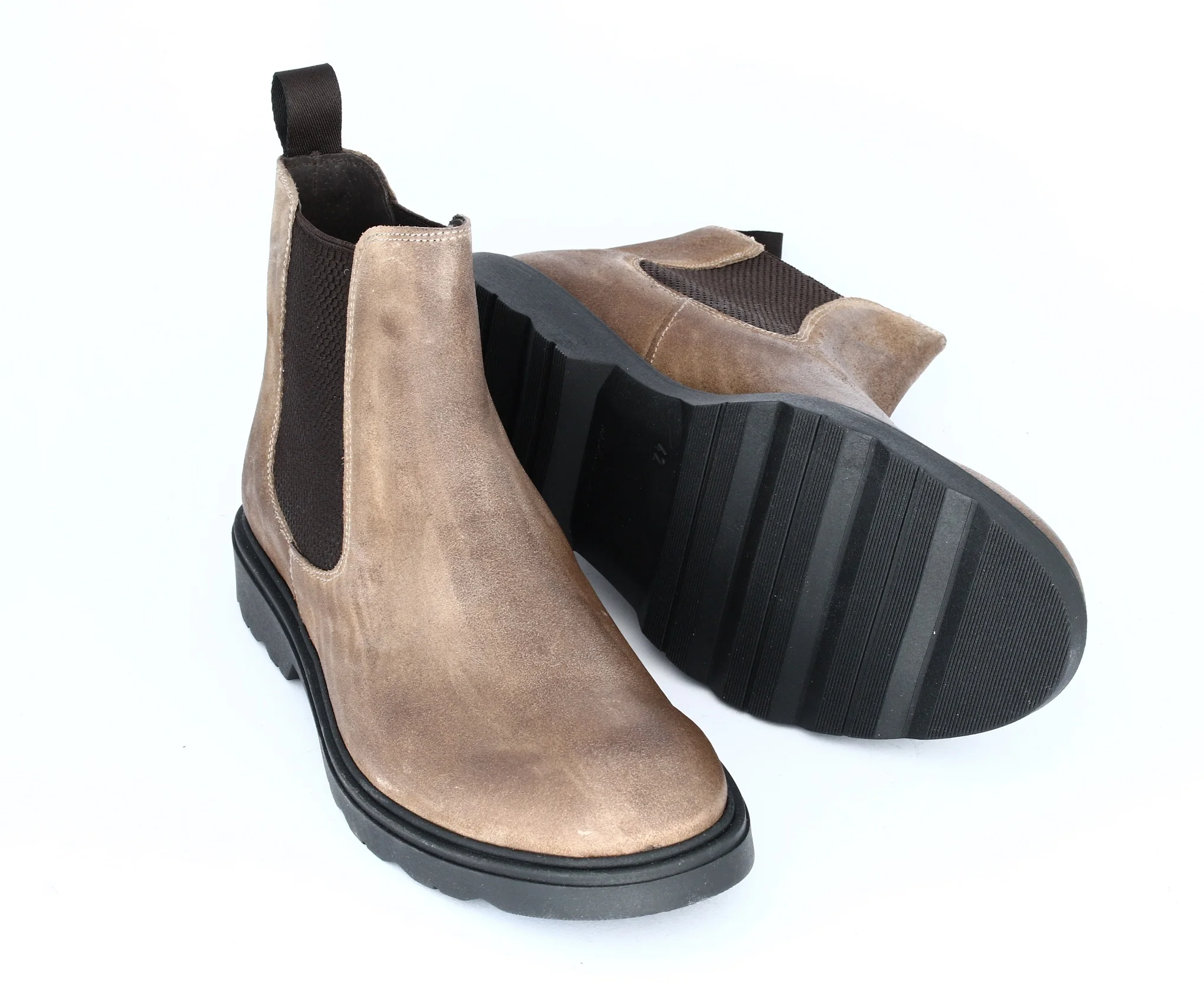 ITALIAN GREASED GENUINE LEATHER OR FAUX SUEDE HANDMADE IN ITALY CLASSIC MEN BEATLE BOOT WITH RUBBER SOLE