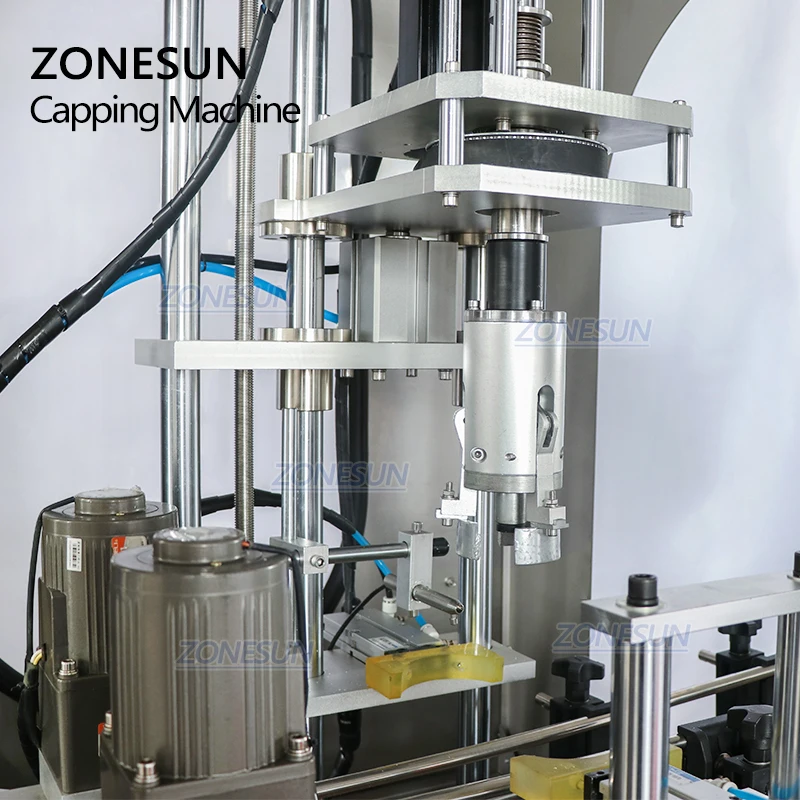 ZONESUN автомат по производству пластиковых F-Стиль галлонов кувшины масло косметика парфюмерия диспенсер кепки подтяжки с завинчивающейся крышкой укупорочные машины фидера