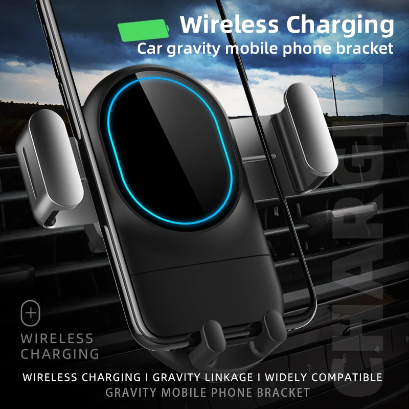 Оптовая продажа, держатель сотового телефона 10 Вт, беспроводное зарядное устройство QI, автомобильное зарядное устройство