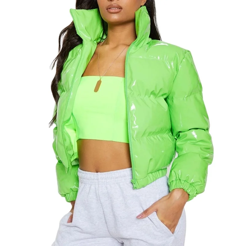 2021 wholesale designer winter women fashionable bales thick nylon waterproof stylish shiny puffer bubble jacket coats for girls