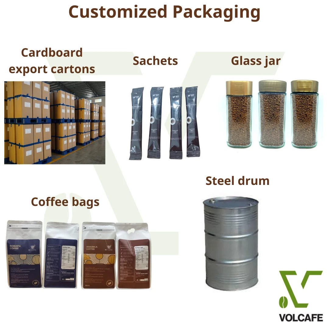 Лучший кофе поставляемый Volcafe Blend of Robusta & Arabica good body freeze сушеный стеклянная банка фирменная упаковка