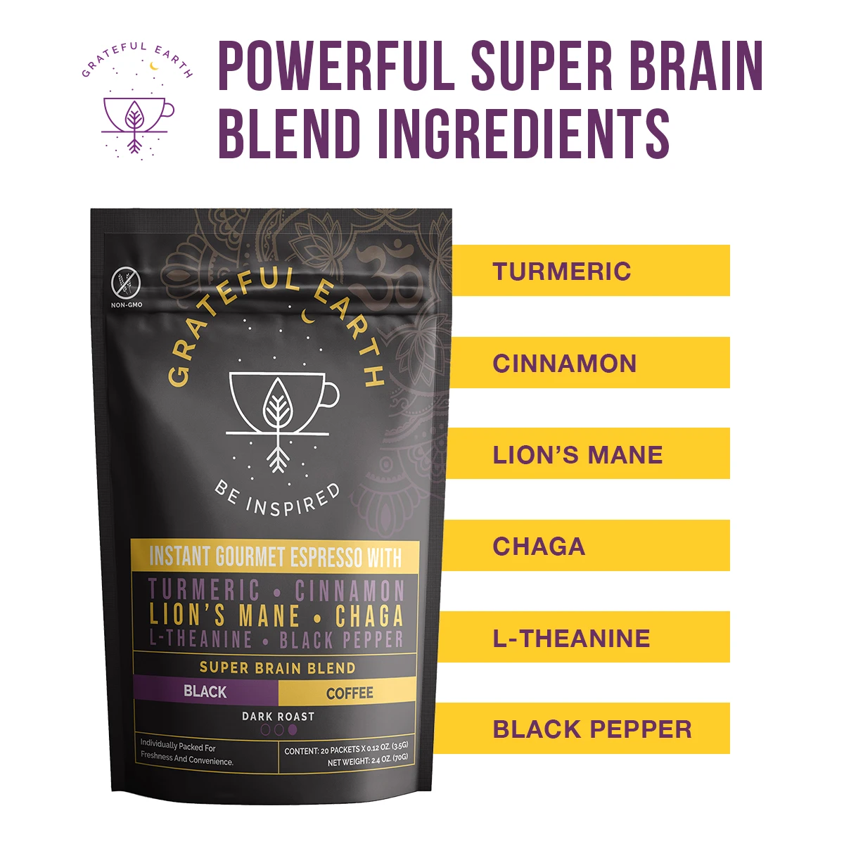 Грандиозная смесь земли эспрессо Super Brain, растворимый кофе
