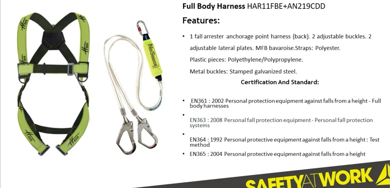 SAFETY HARNESS,FULL BODY,WITH DOUBLE LANYARD #HAR11MFBE+AN219CDD, BRAND: DELTAPLUS, MADE:UAE
