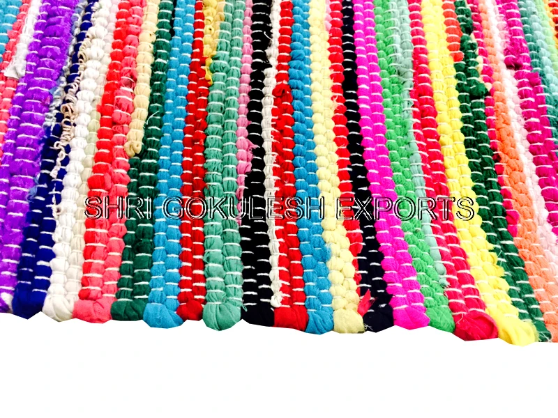 Latest 2021 Indian Handloom Double sided use Abstract modern design 100% Cotton chindi Rag Rugs